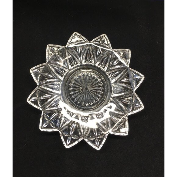 Vintage Federal Clear Glass Starburst Bread Plate 6'' Diameter - Picture 1 of 13